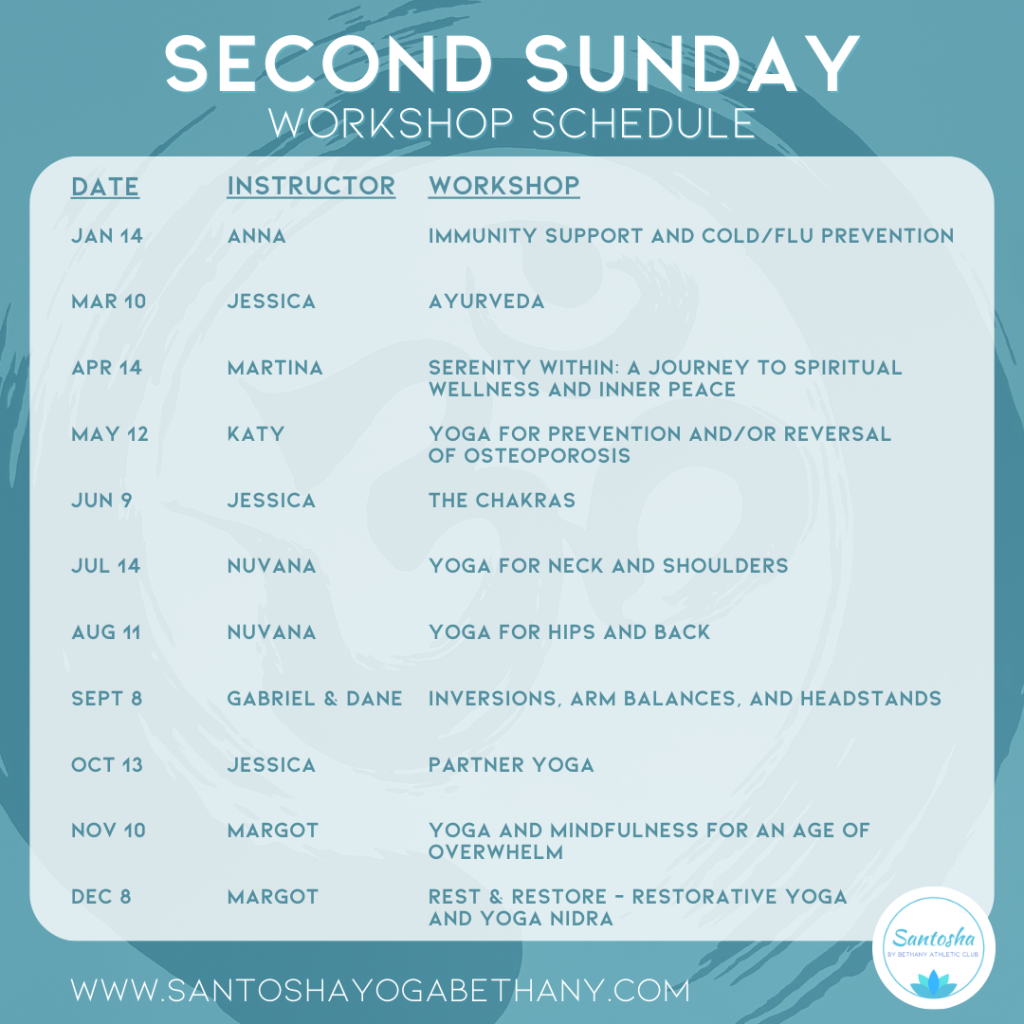 2024 Santosha Yoga Second Sunday Series Schedule