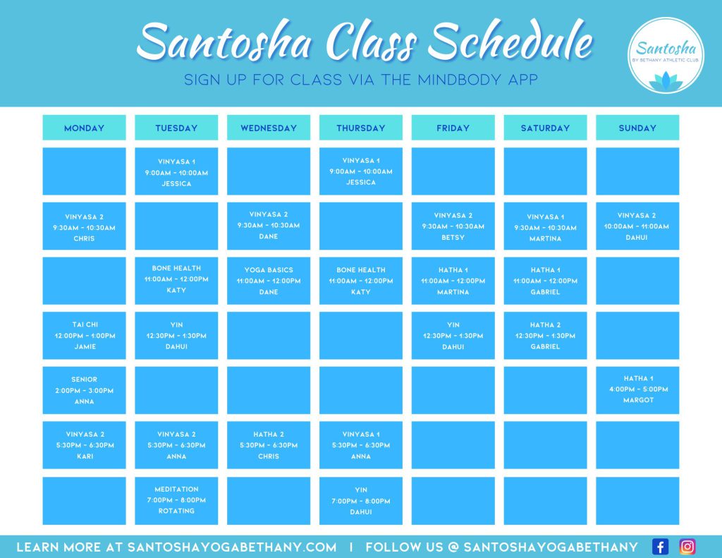 Class Schedule at Santosha Yoga in Portland Oregon