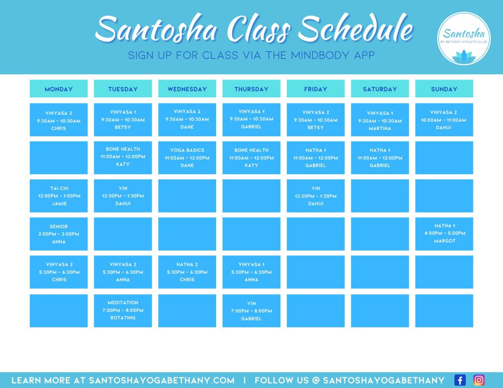 Class Schedule at Santosha Yoga in Portland Oregon